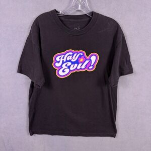 Half Evil T Shirt Mens Large Black Graphic Tee Short Sleeve Streetwear